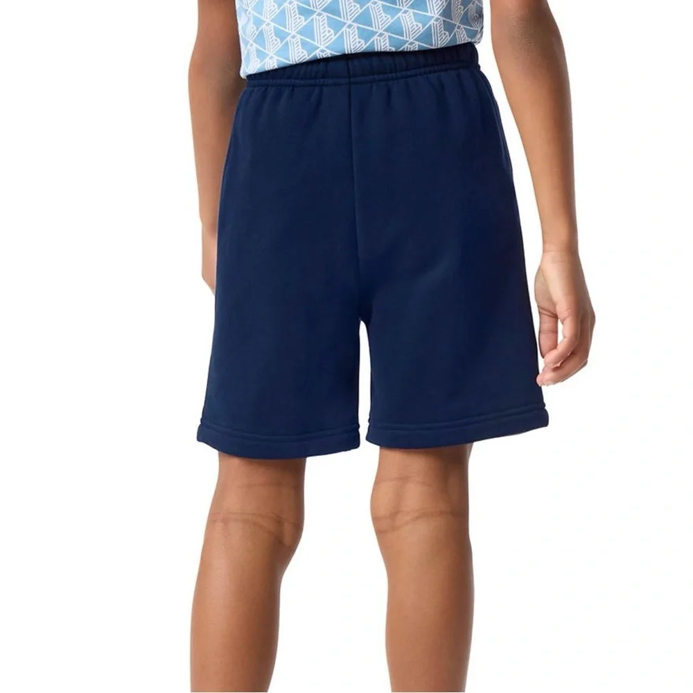 Lacoste Boys 10 Navy Core Fleece Shorts Logo Athletic NWT - Picture 3 of 14